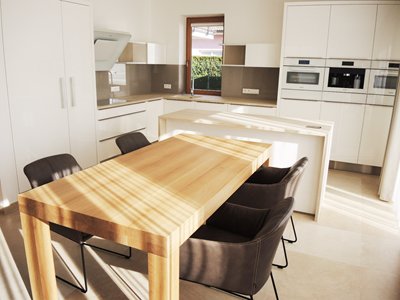 Kuchyně lak lesk, pracovní deska Keramika